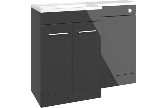 Prystine Waco Floor Standing LH L-Shape Pack w/Basin 1100mm - Anthracite Gloss - PRIS103339