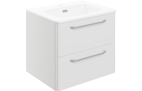 Prystine Victorville 2 Drawer Wall Unit & Basin 610mm - White Gloss - PRIS104093
