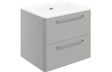 Prystine Victorville 2 Drawer Wall Unit & Basin 610mm - Grey Gloss - PRIS104094