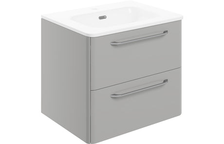 Prystine Victorville 2 Drawer Wall Unit & Basin 610mm - Grey Gloss - PRIS104094