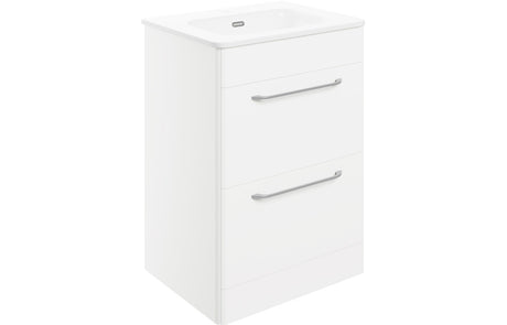 Prystine Victorville 2 Drawer Floor Unit & Basin 610mm - White Gloss - PRIS104095