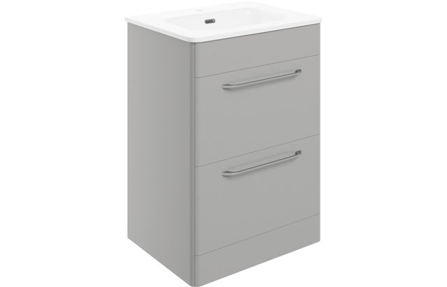 Prystine Victorville 2 Drawer Floor Unit & Basin 610mm - Grey Gloss - PRIS104096