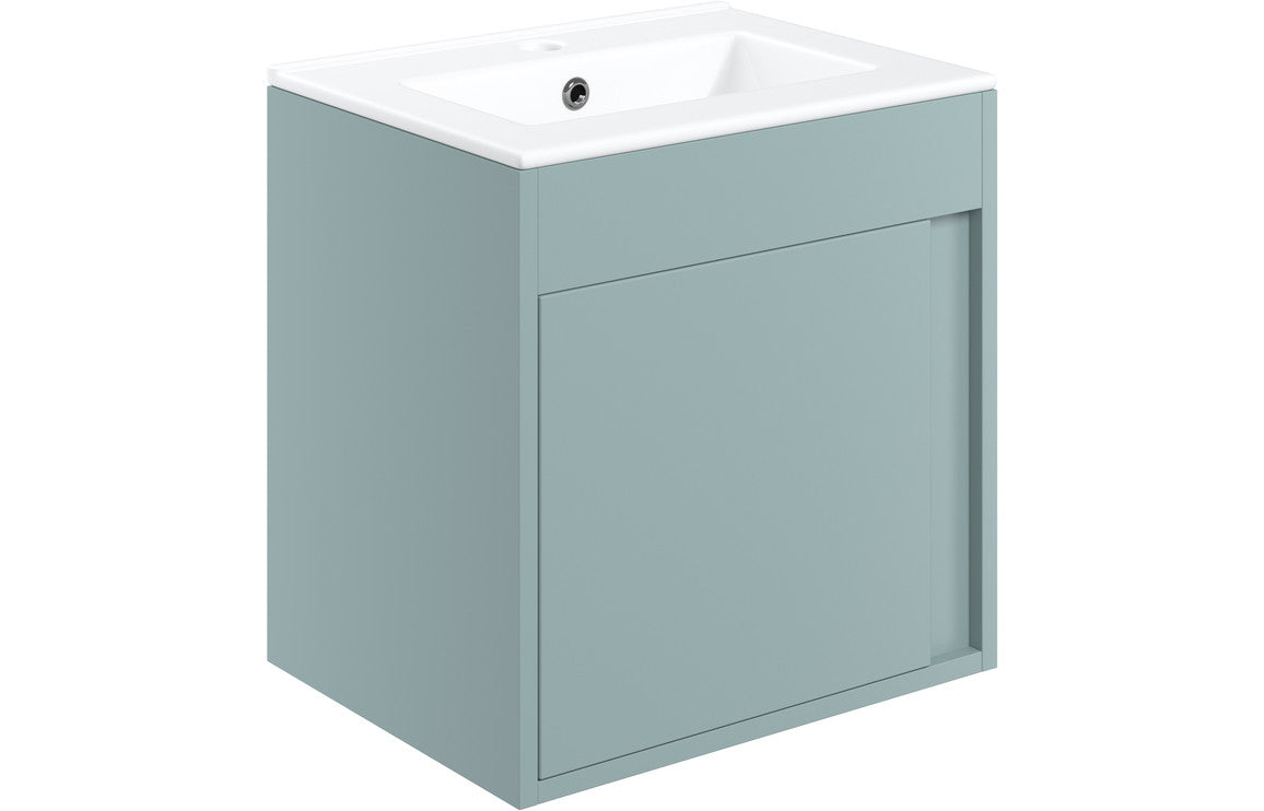 Prystine Pasadena Wall Hung Unit Inc. Basin 510mm - Matt Sea Green - PRIS105310