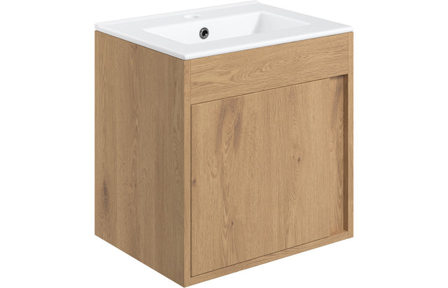 Prystine Pasadena Wall Hung Unit Inc. Basin 510mm - Seville Oak - PRIS105314