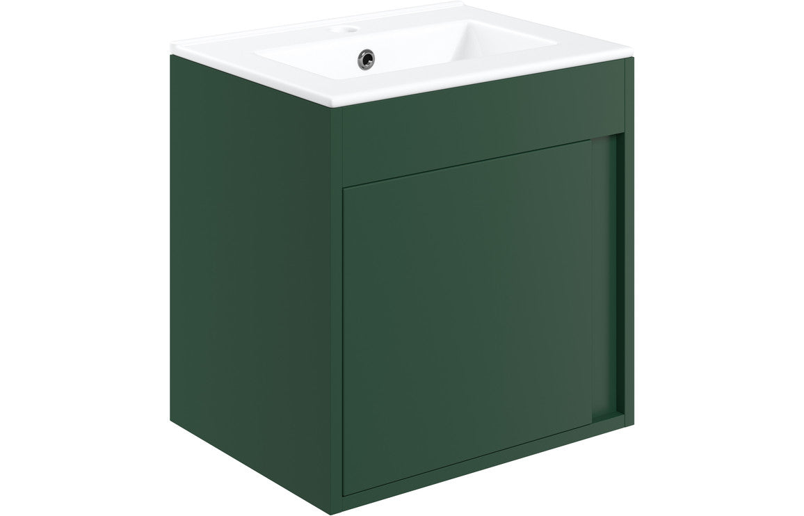 Prystine Pasadena Wall Hung Unit Inc. Basin 510mm - Matt Conifer Green - PRIS105316