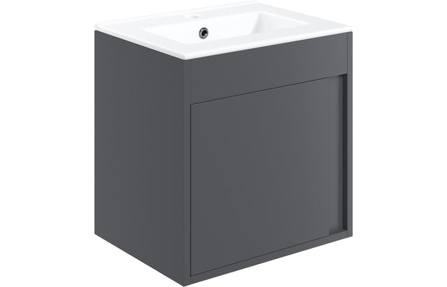 Prystine Pasadena Wall Hung Unit Inc. Basin 510mm - Matt Graphite Grey - PRIS105322