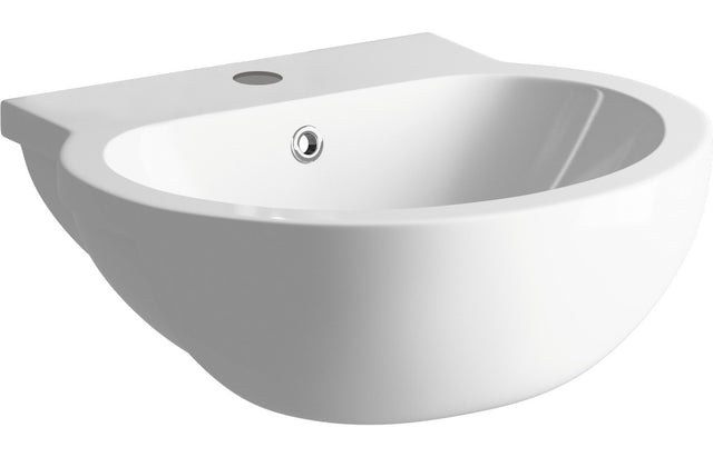 Prystine Jackson 1 Tap Hole Semi Recessed Basin 540mm - White - PRIS1758