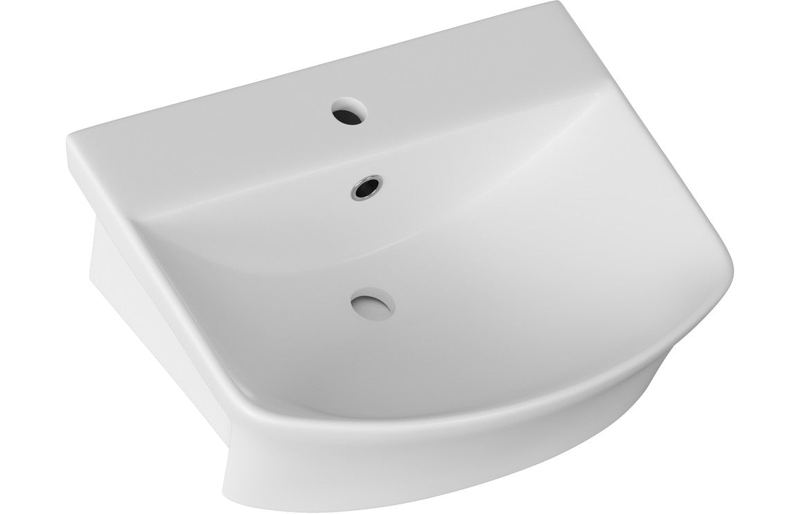 Prystine Ariya 1 Tap Hole Semi Recessed Basin 500 x 400mm - White - PRIS104933