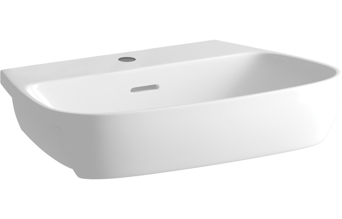 Prystine Loddington 1 Tap Hole Semi Recessed Basin 495 x 415mm - White - PRIS106136