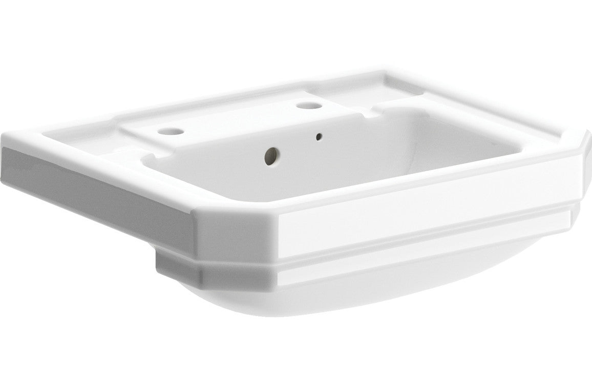 Prystine Teti 2 Tap Hole Semi Recessed Basin 500 x 450mm - White - PRIS106133