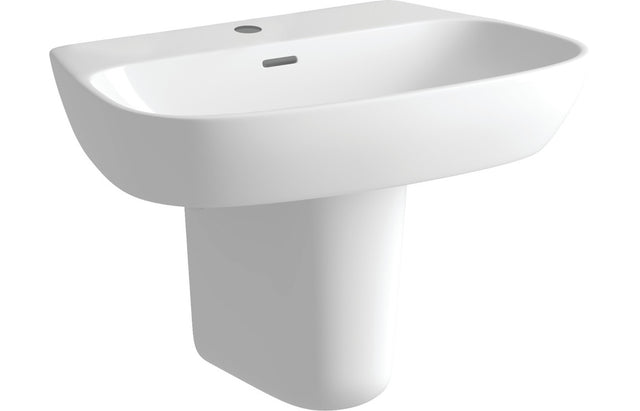 Prystine Tilton 1 Tap Hole Basin & Semi Pedestal 600 x 400mm - White - PRIS1751