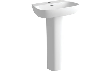 Prystine Loddington 1 Tap Hole Basin & Full Pedestal 600 x 400mm - White - PRIS1809