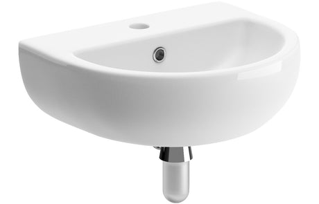 Prystine Katie 1 Tap Hole Cloakroom Basin & Bottle Trap 450 x 400mm - White - PRIS1828