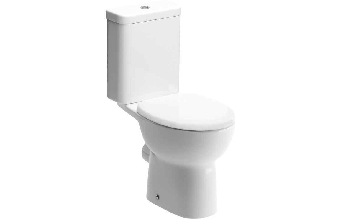 Prystine Katie Close Coupled Toilet, Push Button D/F Cistern & Soft Close Seat - White - PRIS1930