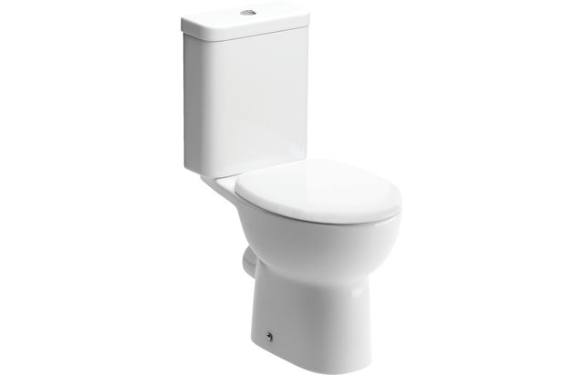 Prystine Katie Close Coupled Toilet, Push Button D/F Cistern & Soft Close Seat - White - PRIS1930