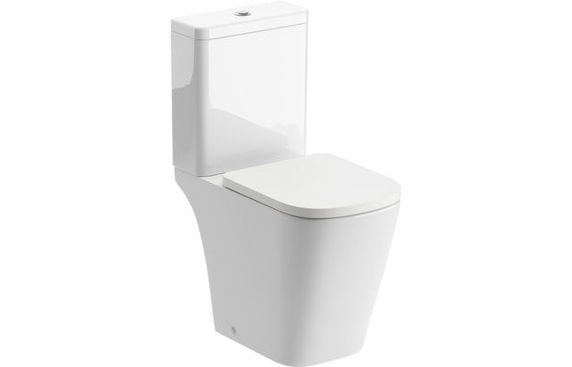 Prystine Loddington Close Coupled Comfort Height Toilet, D/F Cistern & Soft Close Seat- Rimless - White - PRIS106145