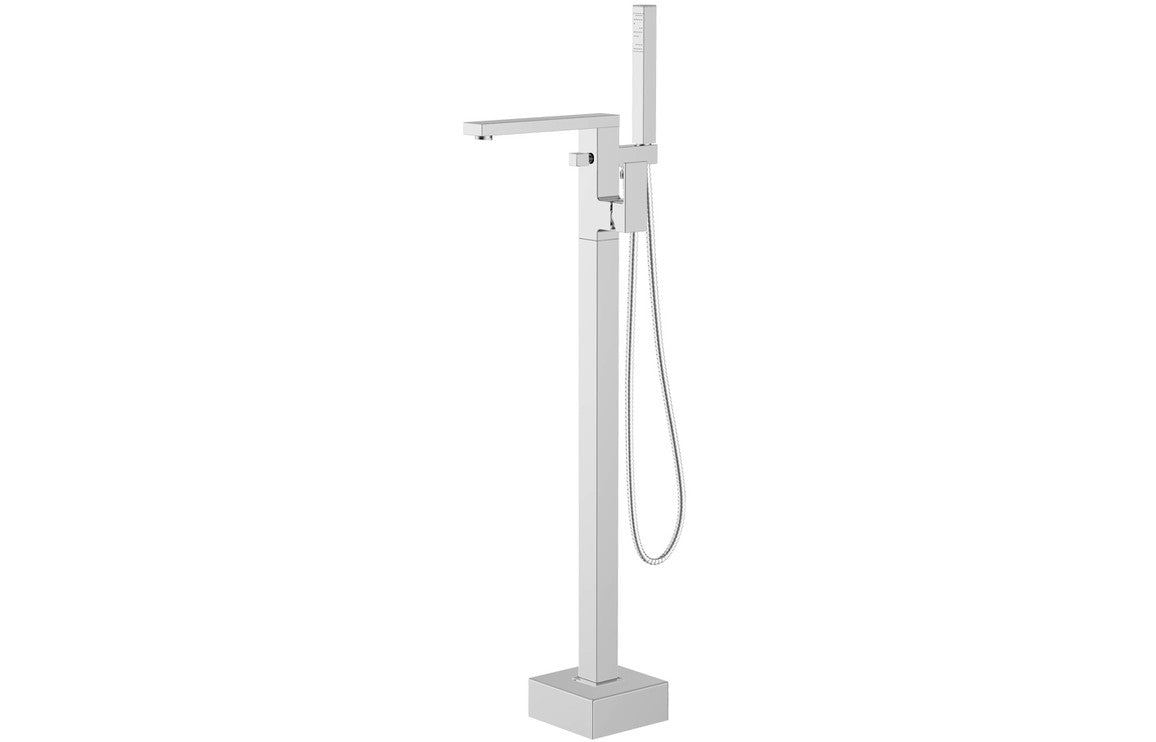 Chrome Square Freestanding Bath Shower Mixer Tap With Lever Handle - Prystine Tulsa 