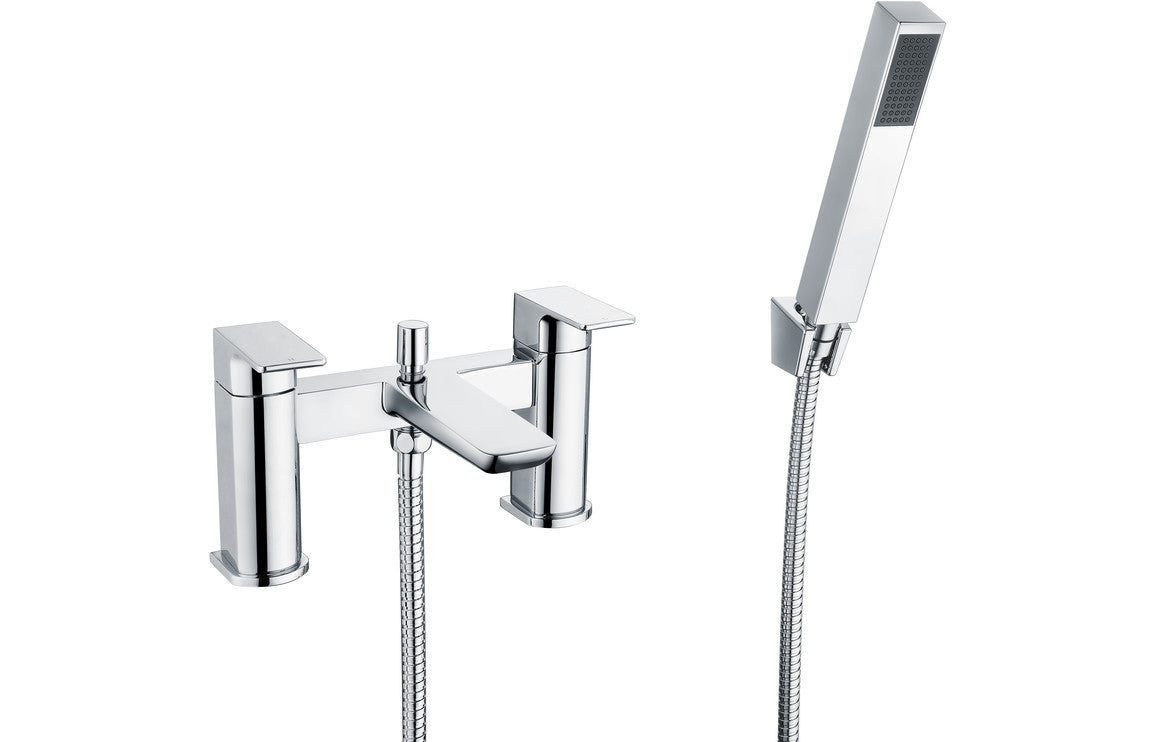 Chrome Bath Shower Mixer Tap With Flat Square Levers - Prystine Auroa