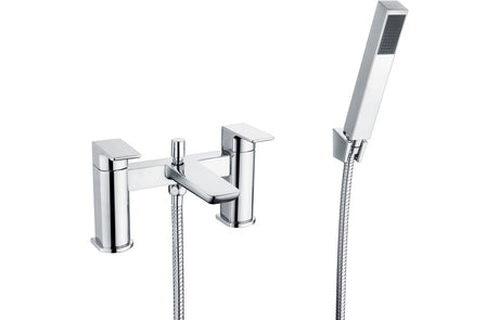 Chrome Bath Shower Mixer Tap With Flat Square Levers - Prystine Auroa