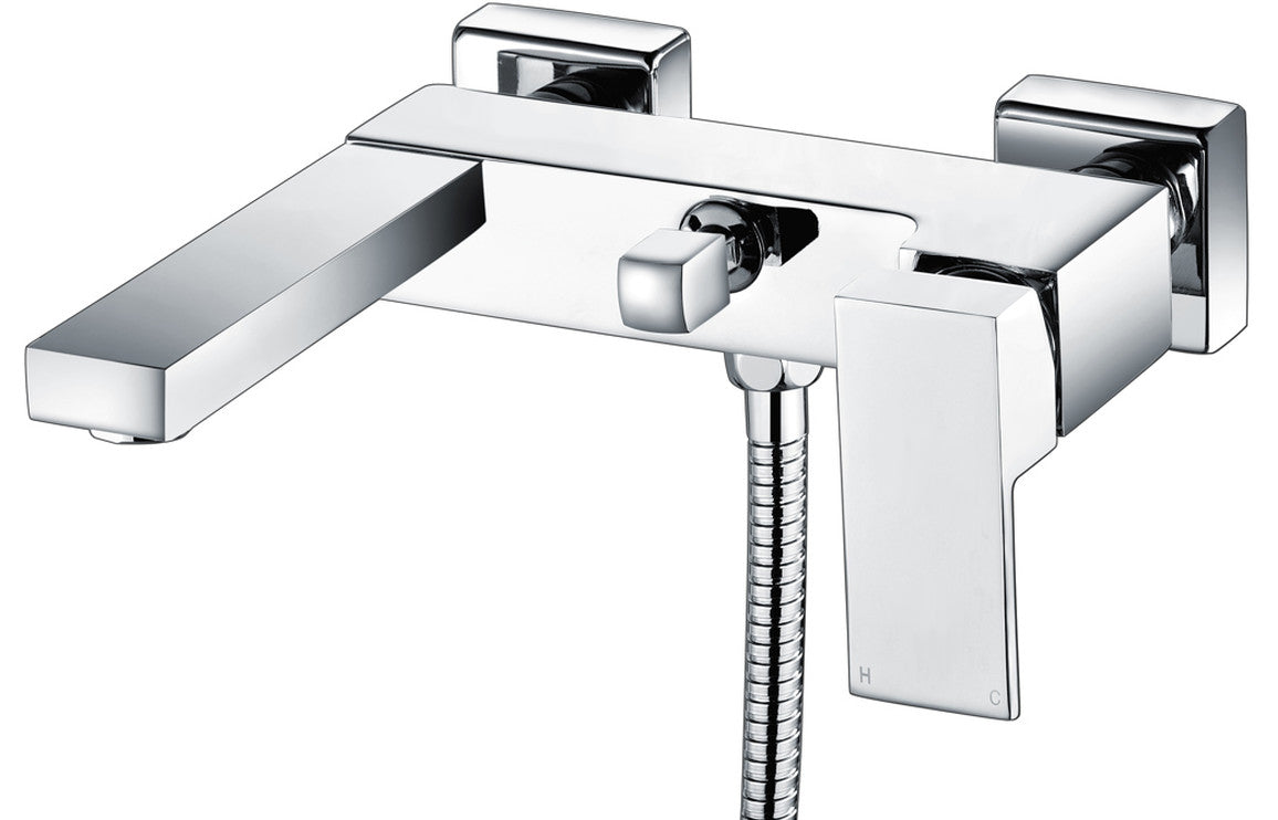 Chrome Wall Mounted Bath Shower Mixer with Shower Kit- Prystine Tulsa
