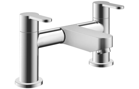 Chrome Round Flat Lever Bath Filler Tap Deck Mounted - Prystine Dallas