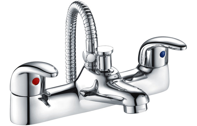Chrome Low Pressure Contract Bath Shower Mixer With Shower Kit - Prystine Detroit
