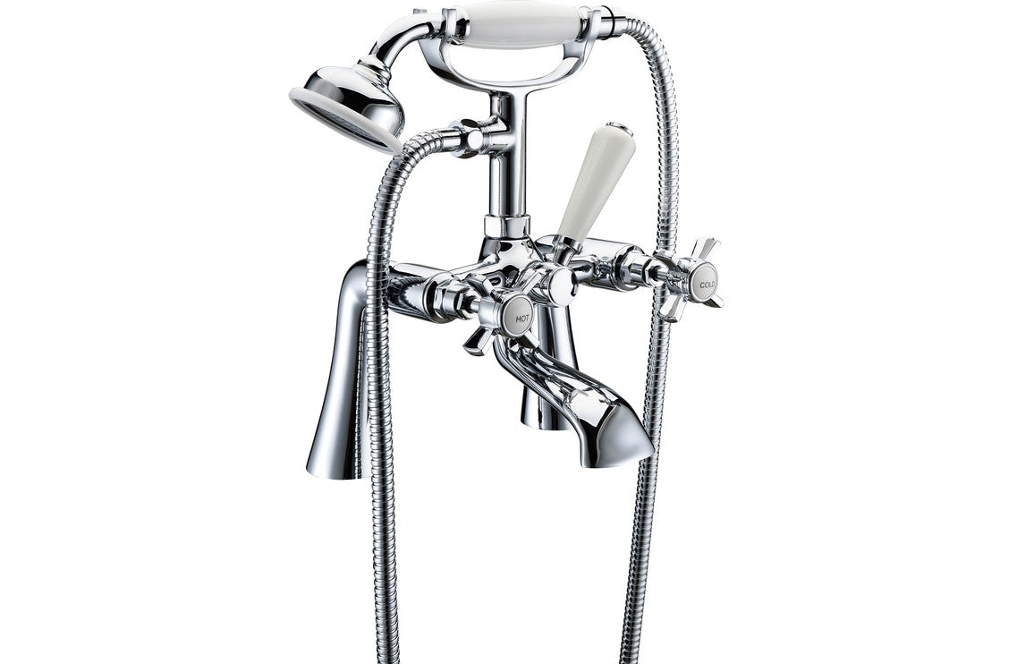 Traditional Chrome Bath Shower Mixer Tap With Shower Kit - Prystine Lubbock 