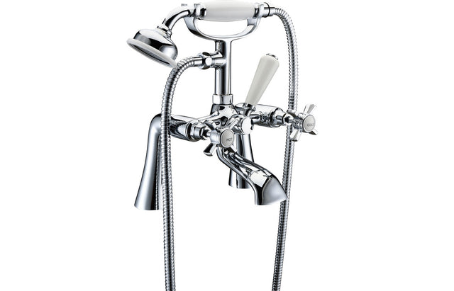Traditional Chrome Bath Shower Mixer Tap With Shower Kit - Prystine Lubbock 