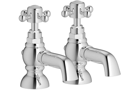 Prystine Oakland Bath Pillar Taps Edwardian Style With Crosshead Handles (Pair) - Prystine Oakland