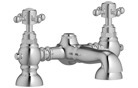 Chrome Basin Pillar Taps Edwardian Style With Crosshead Handles (Pair) - Prystine Oakland