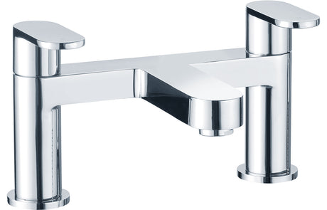 Chrome Bath Filler Tap With Modern Design & Flat Round Lever Handles  - Prystine Raleigh