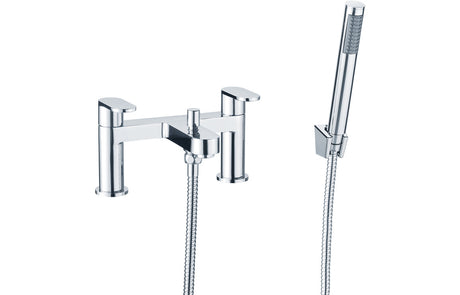Chrome Bath Shower Mixer Tap With Modern Design & Flat Round Lever Handles  - Prystine Raleigh