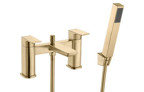 Brushed Brass Bath Shower Mixer Tap With Shower Kit Deck Mounted - Prystine Auroa