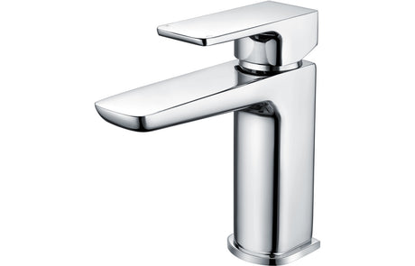 Chrome Basin Mixer Tap With Flat Lever Handles & Click Clack Waste - Prystine Auroa