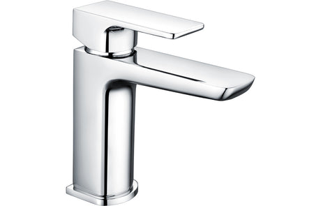 Small Chrome Basin Mixer with Flat Lever Handle & Click Clack Waste - Prystine Auroa