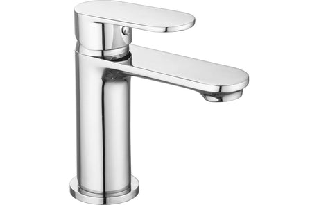 Chrome Basin Mixer Tap With Flat Round Lever Handles & Click Clack Waste - Prystine Riverside