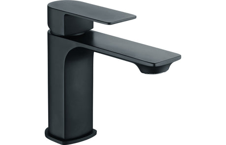 Matt Black Basin Mixer Tap With Flat Lever Handle & Click Clack Waste - Prystine Ohio