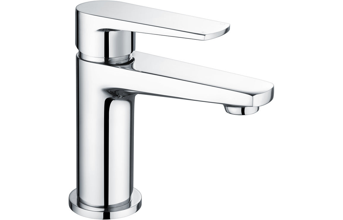 Chrone Basin Mixer Tap With Flat lever Handle & Click Clack Waste - Prystine Tulsa