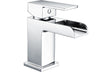 Chrome Waterfall Basin Mixer Tap With Push Down Waste - Prystine Scottsdale