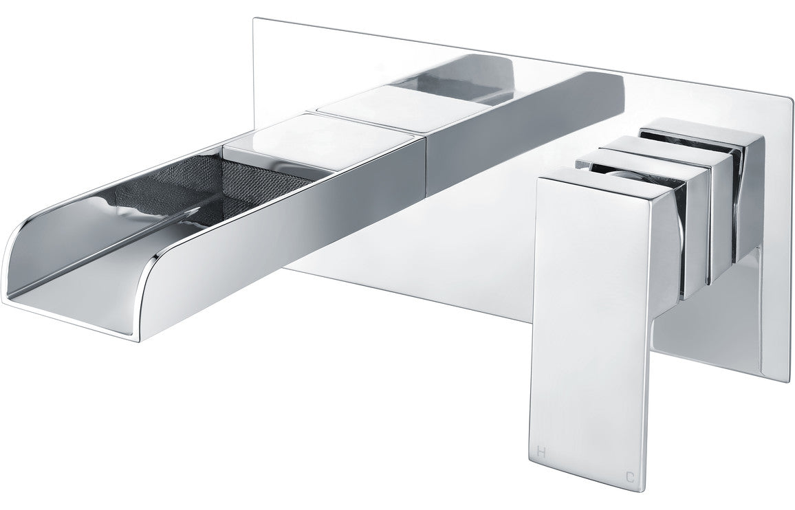 Chrome Waterfall Wall Mounted Basin Mixer Tap - Prystine Scottsdale