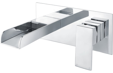 Chrome Waterfall Wall Mounted Basin Mixer Tap - Prystine Scottsdale