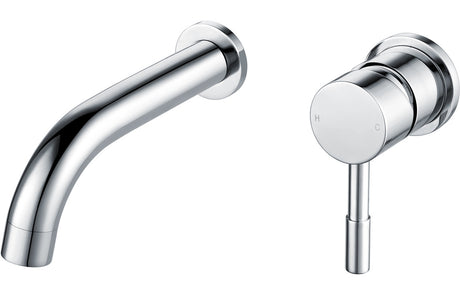 Chrome Wall Mounted Basin Mixer Tap Round with Lever Handle - Prystine Gilbert