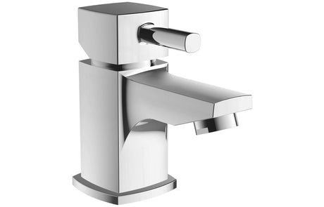 Chrome Small Basin Mixer Tap With Lever Handle & Push Down Waste - Prystine Modesto