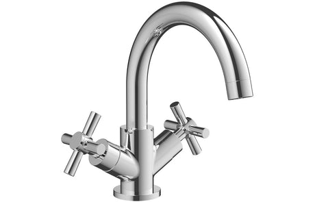 Chrome Basin Mixer Tap With Crosshead Handles and Click Clack Waste - Prystine Michigan