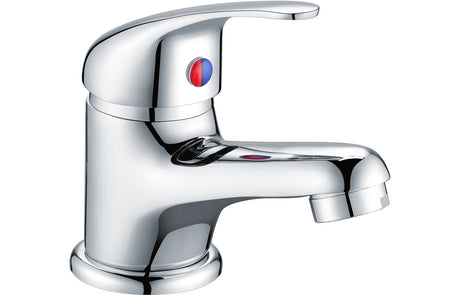 Chrome Contract Small Basin Mixer Tap With Push Down Waste - Prystine Detroit