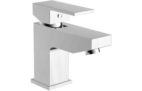 Chrome Basin Mixer Tap Modern with Square Handles & Click-Clack Waste - Prystine Dodge