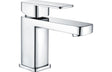 Chrome Basin Mixer Modern With Flat Square Lever Handles & Click-Clack Waste - Prystine Austin