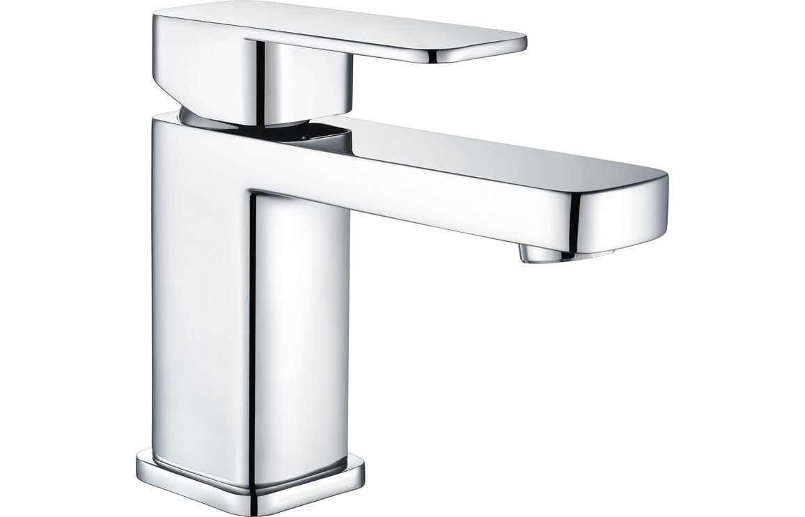 Chrome Basin Mixer Modern With Flat Square Lever Handles & Click-Clack Waste - Prystine Austin