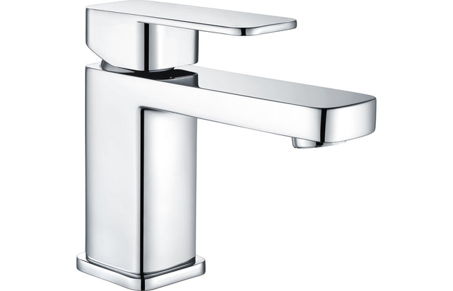 Chrome Basin Mixer Modern With Flat Square Lever Handles & Click-Clack Waste - Prystine Austin