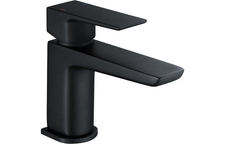 Matt Black Small Basin Mixer Tap Tap With Click Clack Waste - Prystine Auroa